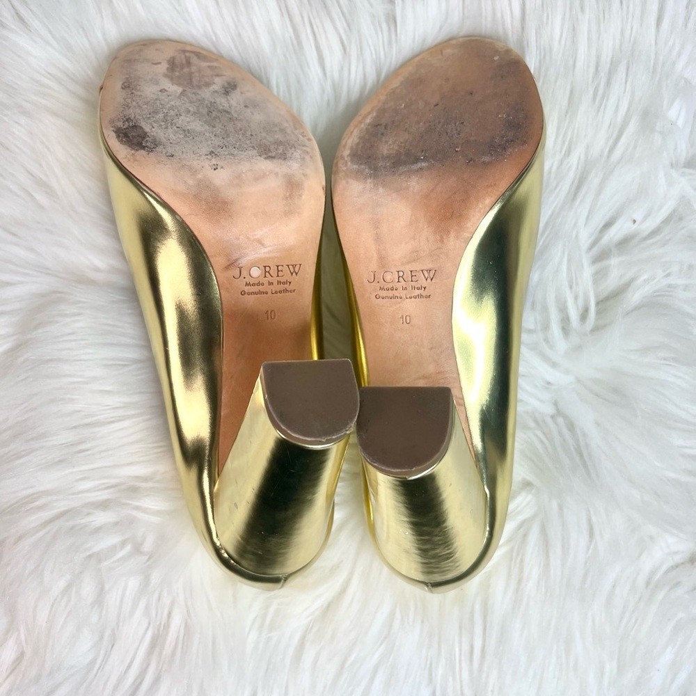 Vintage J.Crew Etta Cap-toe Gold and Tan Metallic Women's Pumps - Picture 6 of 15